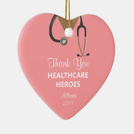 Gezondheidszorg Heroes Dank u roze gepersonaliseer Keramisch Ornament (Rechts)