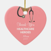 Gezondheidszorg Heroes Dank u roze gepersonaliseer Keramisch Ornament (Achterkant)