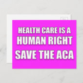 Gezondheidszorg is een mensenrecht Sparen het ACA Briefkaart (Voorkant / Achterkant)