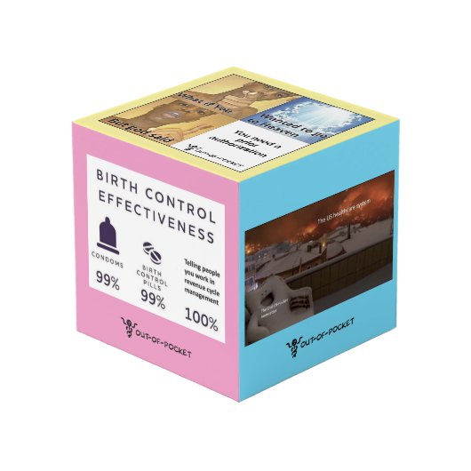 Gezondheidszorg meme foto kubus (Voorkant hoekig)