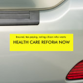GEZONDHEIDSZORG NU REFORMEREN BUMPERSTICKER (Op auto)