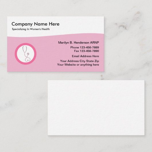 Gezondheidszorg voor vrouwen visitekaartje (Voorkant / Achterkant)