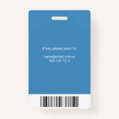 Gezondheidszorg Werknemer Foto ID Blauw Badge (Achterkant)