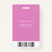 Gezondheidszorg Werknemer Foto ID Roze badge (Achterkant)