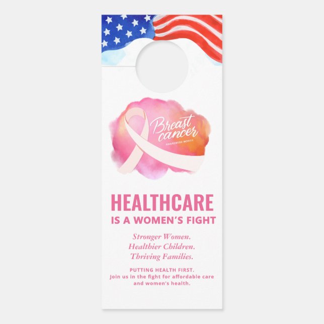 Gezondheidszorg Women’s Fight Awareness Fundraiser Deurhanger (Voorkant)