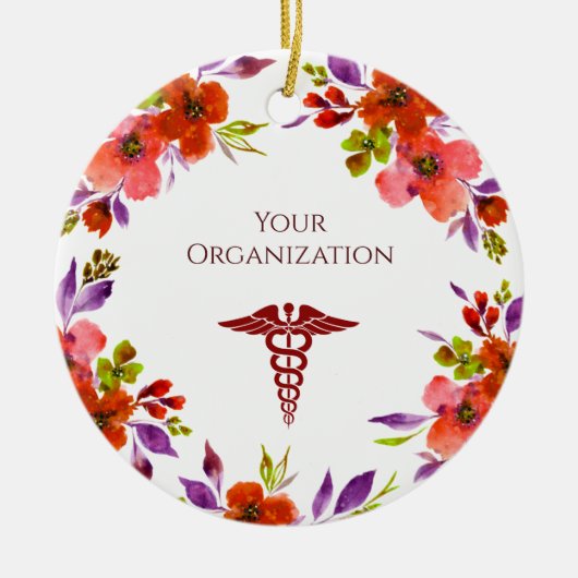 Gezondheidszorgziekenhuis Custom Floral Keramisch Ornament (Voorkant)