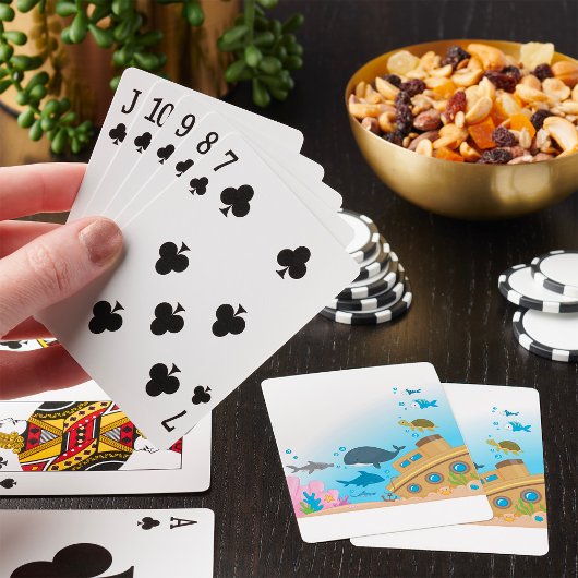 Gezonken Schip En Vis Pokerkaarten