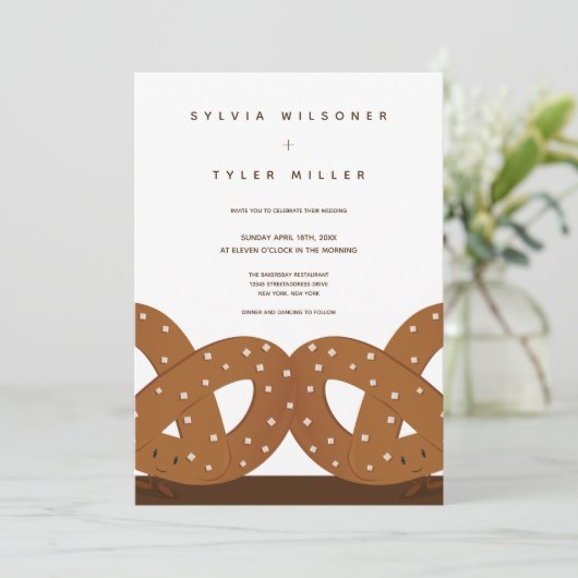 Gezouten krakelingen Bruiloft Wit Bruin Verticaal Kaart (Staand voorkant)