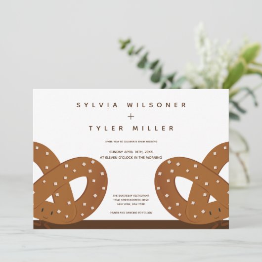 Gezouten krakelingen Illustratie Bruiloft Wit Brui Kaart (Staand voorkant)