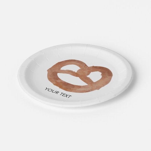 Gezouten zachte Pretzel aangepaste tekst Papieren Bordje (Gekanteld)