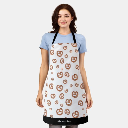 Gezouten Zachte Waterverf Pretzel Pattern Baker Schort (Gedragen)