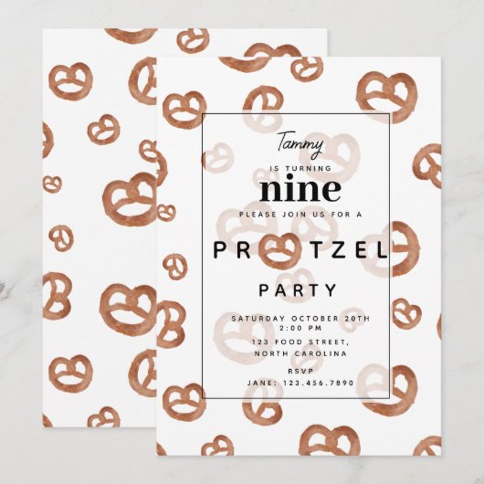 Gezouten Zachte Waterverf Pretzel Verjaardagsfeest Kaart (Voorkant / Achterkant)