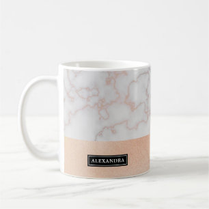 Gezwenkt Roos Goud Marmer Look Naam Koffie Mok
