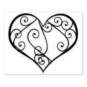 Gezwoerd hart, kleur binnen, 4 x 5 inch rubberen s rubberstempel (Afrduk)