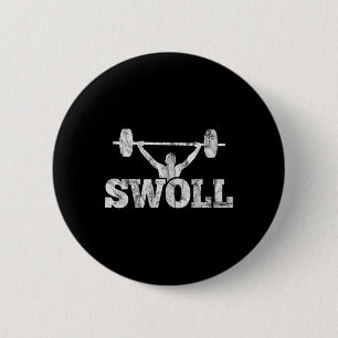 Gezwollen grappig gespierd gewichtheffen en bodybu ronde button 5,7 cm