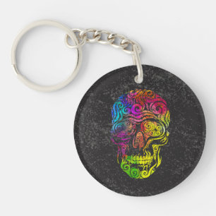 Gezwollen schedel (kleur) sleutelhanger