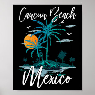 Gezzinsvakantie Retro Zonsondergang Mexico Cancun  Poster