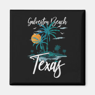 Gezzinsvakantie Retro Zonsondergang Texas Galvesto Magneet