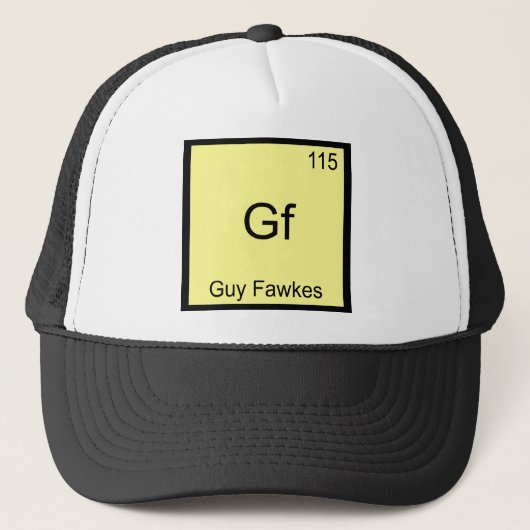 Gf - Guy Fawkes Grappig Chemie Element Symbool T-s Trucker Pet (Voorkant)