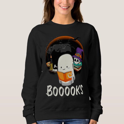 Gfhost Boek Boo Lezen Booooks Halloween Bibliothee Trui (Voorkant)