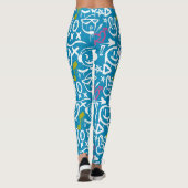GFT02-Graffiti Voornamelijk wit.Blauw BG Leggings (Achterkant)