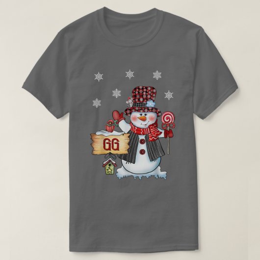 Gg Snowman met kerstsnoe Cane Red Pset Santa T-shirt (Design voorkant)