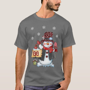 Gg Snowman met kerstsnoe Cane Red Pset Santa T-shirt
