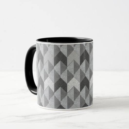 Ggestructureerd grijze geometrisch. mok (Voorkant links)