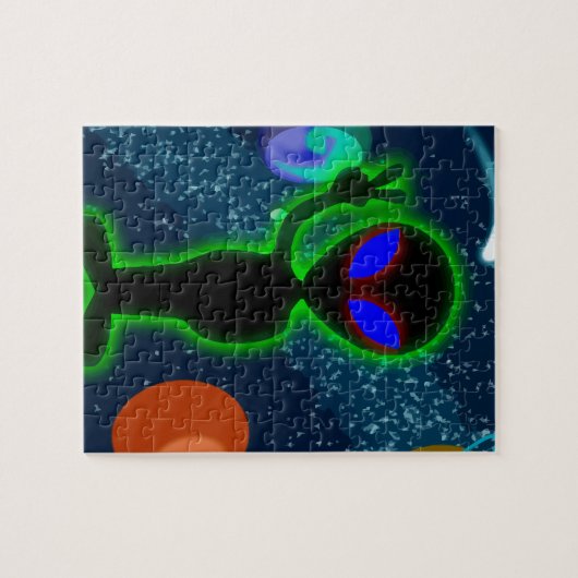 Ggloed Blue Eyes Peace Space Alien Legpuzzel (Horizontaal)