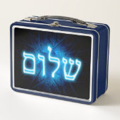 Ggloed Blue Shalom op Etched Star van David (Voorkant)