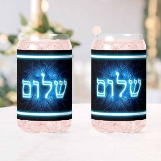 Ggloed Blue Shalom op Etched Star van David Blikvorm Glas (Insitu (Huwelijk))