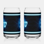 Ggloed Blue Shalom op Etched Star van David Blikvorm Glas (Links)