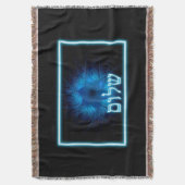 Ggloed Blue Shalom op Etched Star van David Deken (Voorkant Verticaal)