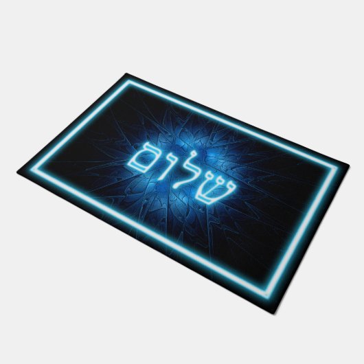 Ggloed Blue Shalom op Etched Star van David Deurmat (Schuin)