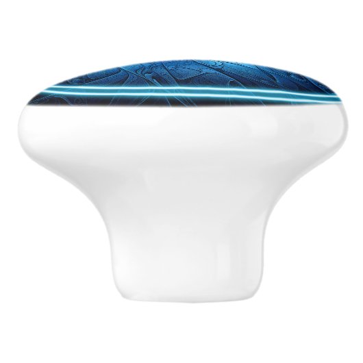 Ggloed Blue Shalom op Etched Star van David Keramische Knop (Zijkant)