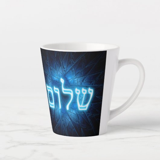 Ggloed Blue Shalom op Etched Star van David Latte Mok (Rechts)