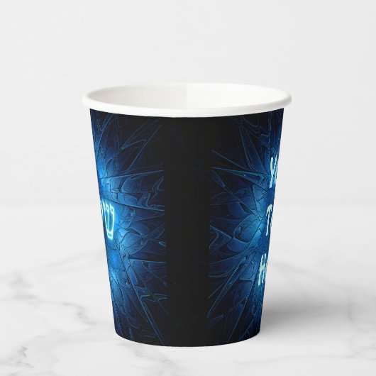 Ggloed Blue Shalom op Etched Star van David Papieren Bekers (Links)