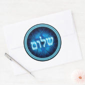 Ggloed Blue Shalom op Etched Star van David Ronde Sticker (Envelop)