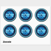 Ggloed Blue Shalom op Etched Star van David Ronde Sticker (Vel)