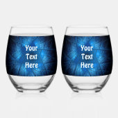 Ggloed Blue Shalom op Etched Star van David Wijnglas Zonder Voet (Achterkant)