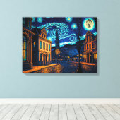 Ggloed City Street onder Sterrennacht Sky - Canvas Afdruk (Insitu (Houten vloer))