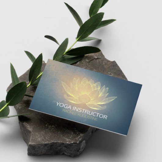 Ggloed Gold Lotus en Blue Grunge Yoga Instructor Visitekaartje