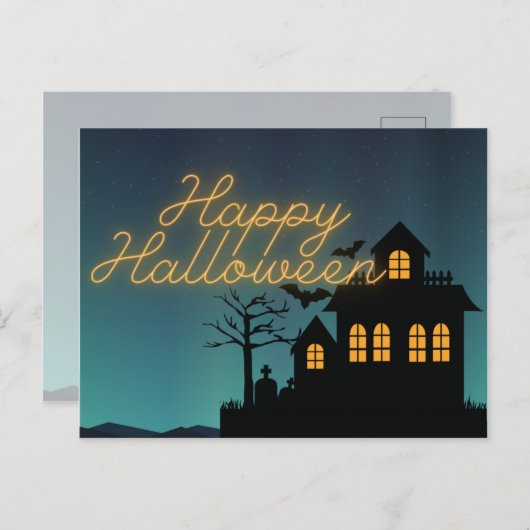 Ggloed Happy Halloween Haunted House Briefkaart (Voorkant / Achterkant)