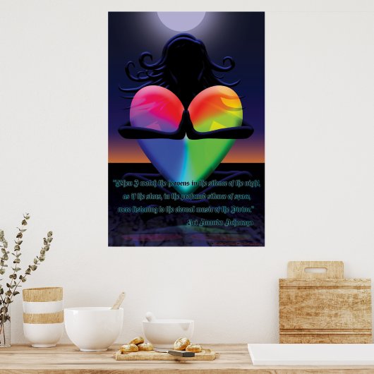 Ggloed Heart Namaste pose Poster (Keuken)