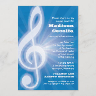 Ggloed Music Clef Bar-Bat Mitzvah Kaart