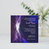 Ggloed Neon Stars Bat Mitzvah paars Kaart (Staand voorkant)
