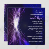 Ggloed Neon Stars Bat Mitzvah paars Kaart (Voorkant / Achterkant)