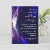 Ggloed Neon Stars Bat Mitzvah paars Kaart (Staand voorkant)