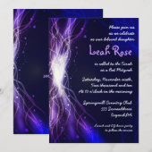 Ggloed Neon Stars Bat Mitzvah paars Kaart (Voorkant / Achterkant)