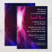 Ggloed Neon Stars Bat Mitzvah Uitnodiging (Voorkant / Achterkant)